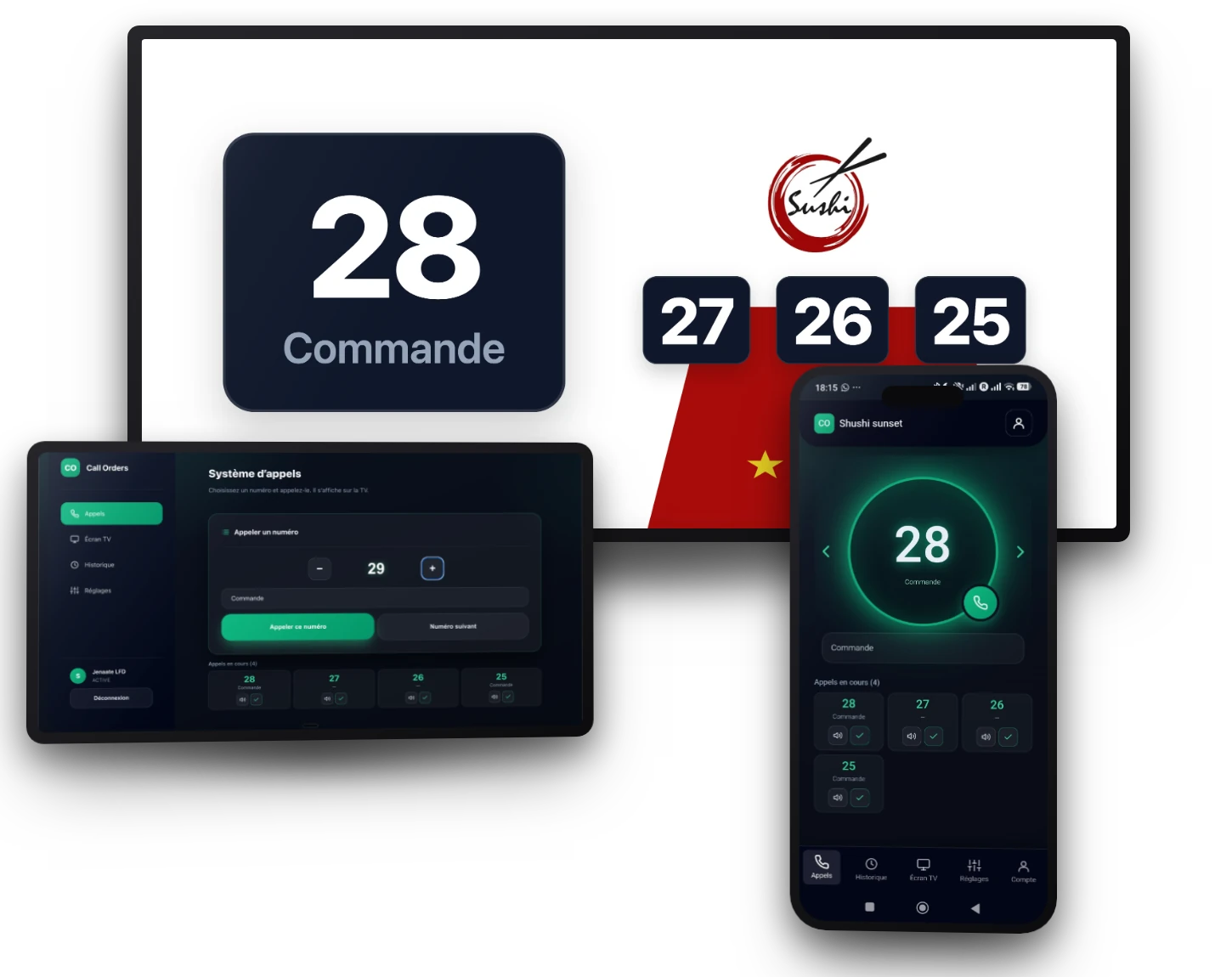 Call Orders sur TV, tablette et téléphone