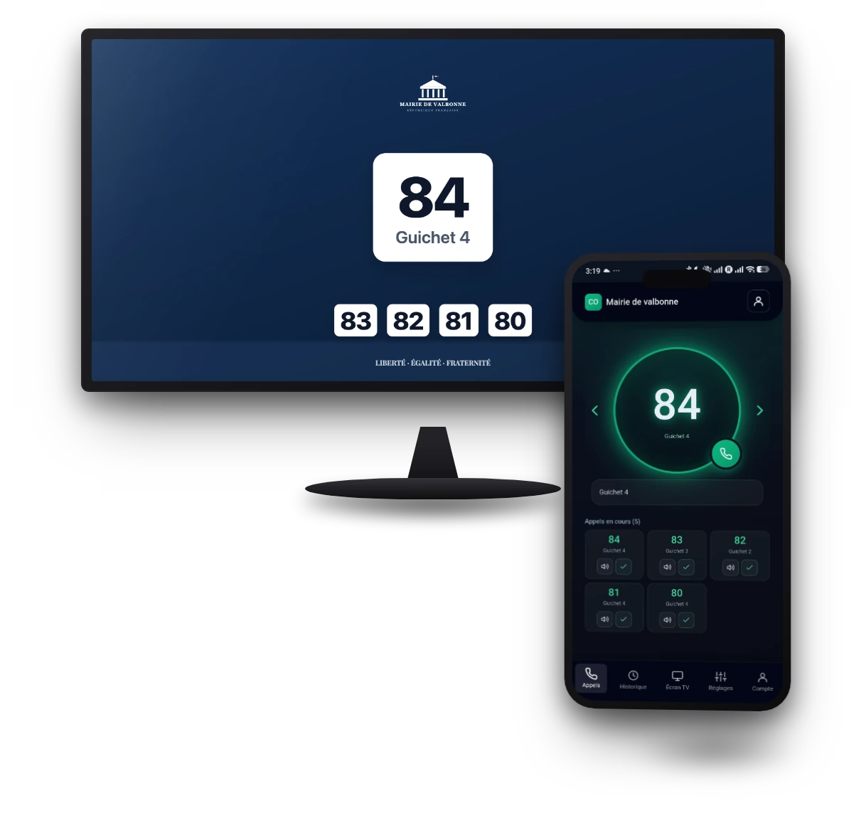 Call Orders sur une télévision et un téléphone